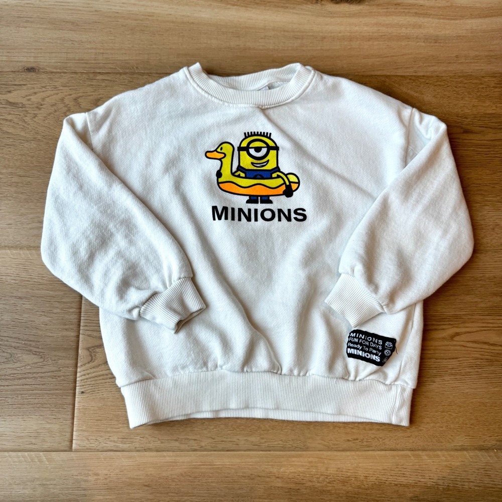 Zara Minions Duck Floatie Graphic Crewneck Sweatshirt Off White 5 Years 110cm